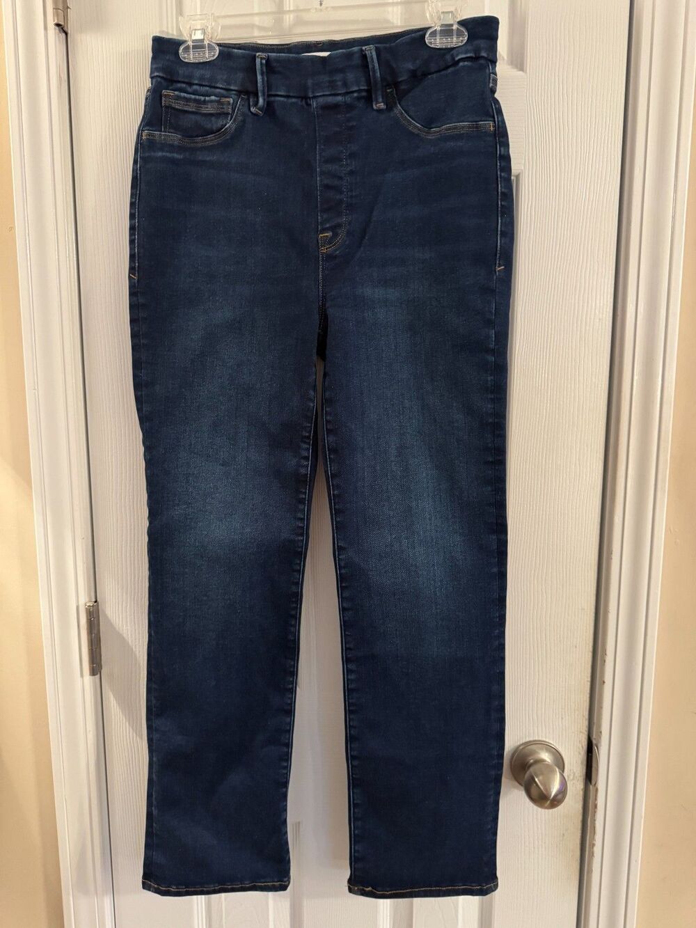 Good American Good Legs Straight High Rise Jeans Size 3 Dark Wash 27" Inseam - Picture 2 of 12